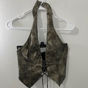 Pretty Little Thing Leather Halter Top
